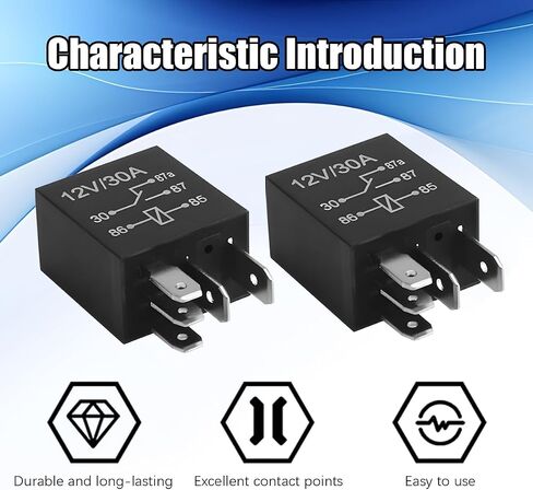 2PCS 5Pin 12V 30A Heavy Duty Vehicle Standard Starter Relay for Motor, Multi-Purpose Automotive Fuel Pump Relay Replacement Accessories, Universal for SUVs, Trucks, RVs in Kuwait