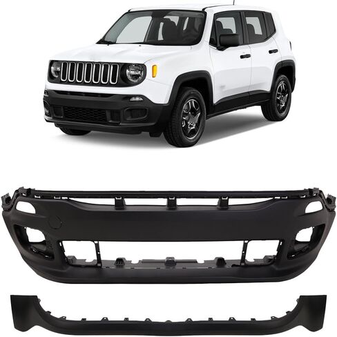 CAREONLINE CH1015122 Front, Upper and Lower Bumper Cover Compatible with 2015-2018 Jee-p Renegade, OE: CH1014122, 98.43x23.62x20.47inches, Black in Saudi Arabia