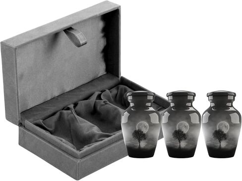 جرة جنازة حرق الجثث للبالغين من Forever URNS مع موضوع مطبوع على شكل شجرة ليلة القمر للرماد البشري للإناث والذكور | 200 متر مكعب في | كبير | متعدد الألوان | مصنوع يدويًا بالكامل مع حقيبة حماية مخملية in Kuwait
