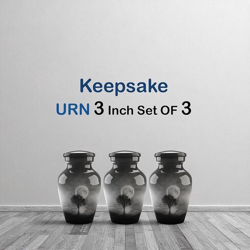 جرة جنازة حرق الجثث للبالغين من Forever URNS مع موضوع مطبوع على شكل شجرة ليلة القمر للرماد البشري للإناث والذكور | 200 متر مكعب في | كبير | متعدد الألوان | مصنوع يدويًا بالكامل مع حقيبة حماية مخملية in Kuwait