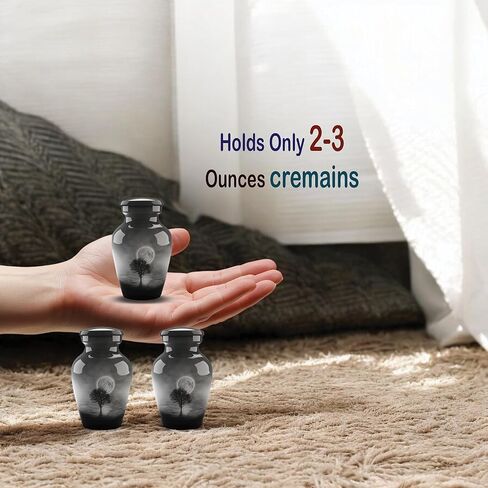 جرة جنازة حرق الجثث للبالغين من Forever URNS مع موضوع مطبوع على شكل شجرة ليلة القمر للرماد البشري للإناث والذكور | 200 متر مكعب في | كبير | متعدد الألوان | مصنوع يدويًا بالكامل مع حقيبة حماية مخملية in Kuwait
