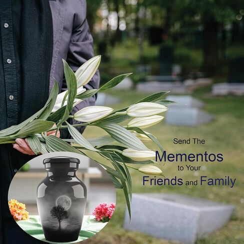 جرة جنازة حرق الجثث للبالغين من Forever URNS مع موضوع مطبوع على شكل شجرة ليلة القمر للرماد البشري للإناث والذكور | 200 متر مكعب في | كبير | متعدد الألوان | مصنوع يدويًا بالكامل مع حقيبة حماية مخملية in Kuwait