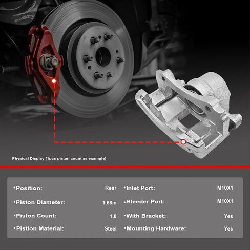 Rear Brake Caliper with Bracket Compatible with 2009-2012 Hyundai Elantra [Note: Hatchback (2009-2012)] | Rear Brake Calipers for 19-B3477A & 19-B3476A, Set of 2 Brake Calipers in Saudi Arabia