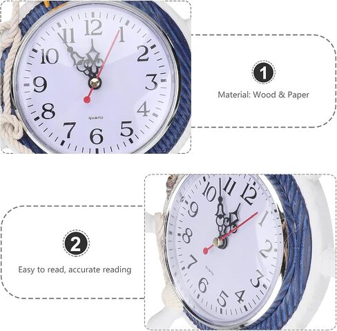 GARNECK Didiseaon Beach Clock Wheel Wall Clock Mediterranean Style Silent Nautical Wheel Clock Nautical Coastal Beach Home Accent for Home Office Bedroom ((Random Color) Nautical Clock in Saudi Arabia