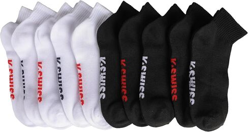 جوارب K -Swiss للسيدات - 10 أزواج ربع الجوارب للنساء - خفيفة الوزن للتنفس للنساء ، الأبيض/الأسود in Kuwait