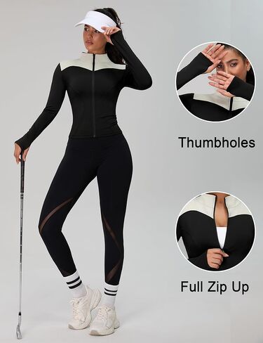 BMJL Womens Long Sleeve Workout Tops Zip Up Golf Shirts UV Sun Protection Fitness Clothing in Saudi Arabia