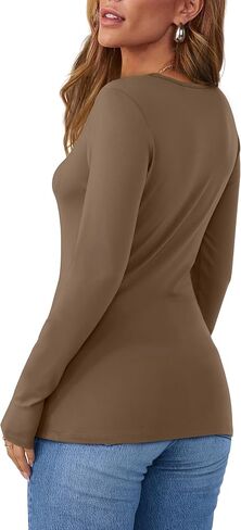 Sampeel Womens Long Sleeve Henley قمصان قليلة الملاءمة 2025 ملابس غير رسمية للأزياء in Kuwait