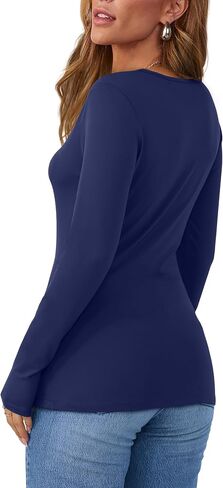 Sampeel Womens Long Sleeve Henley قمصان قليلة الملاءمة 2025 ملابس غير رسمية للأزياء in Kuwait