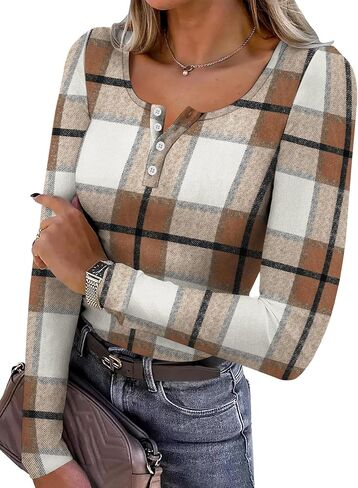 Sampeel Womens Long Sleeve Henley قمصان قليلة الملاءمة 2025 ملابس غير رسمية للأزياء in Kuwait