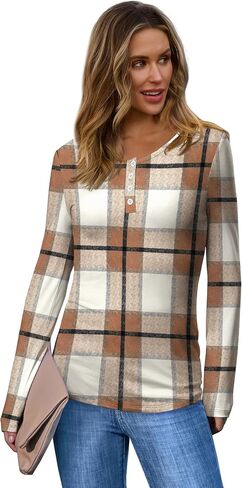 Sampeel Womens Long Sleeve Henley قمصان قليلة الملاءمة 2025 ملابس غير رسمية للأزياء in Kuwait