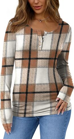 Sampeel Womens Long Sleeve Henley قمصان قليلة الملاءمة 2025 ملابس غير رسمية للأزياء in Kuwait