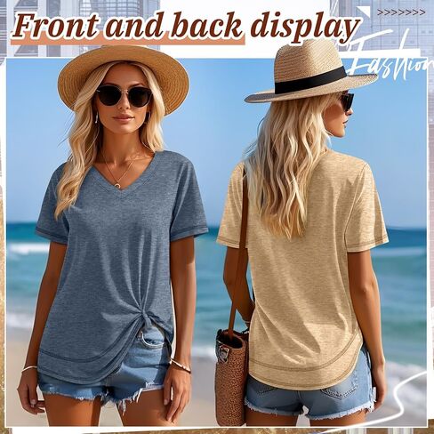 Riyiper 3 Pack Women's V Neck T Shirts Flowy Loose Fit Top Top Summer Summer Tee Tee in Saudi Arabia