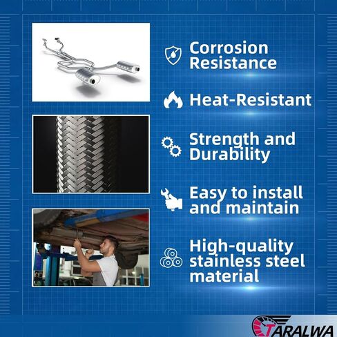 العادم كاتم الصوت Flex Pipe من الفولاذ المقاوم للصدأ متوافق مع 2013-2019 Ford Explorer 3.5L (مع Turbo) ، أداة اعتراض الشرطة 3.5L ، 2010-2019 FORD FLEX 3.5 ، LINCOLN MKT3.5 ؛ (مع Turbo) in Kuwait