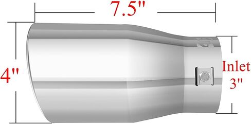 TriTrust Exhaust Tip, 2-2.75 inch inlet adjustable, Fit 2''/2.25''/2.5''/2.75'' Outer diameter Tailpipe, 4''Outlet 7.5''Long Muffler Tip, Chrome Stainless Steel Tail Tip in Kuwait