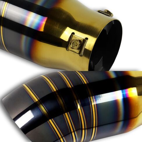 Universal, 2.5 Inch Inlet Exhaust Tip, 3.0" Outlet 7" Long Stainless Steel Turn Down Tailpipe Tip, Turndown Exhaust Tip for 1.5"/1.75"/2"/2.25" Outside Diameter Tailpipe, Bolt-On (Titanium Gold Black) in Saudi Arabia