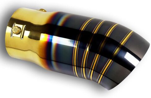 Universal, 2.5 Inch Inlet Exhaust Tip, 3.0" Outlet 7" Long Stainless Steel Turn Down Tailpipe Tip, Turndown Exhaust Tip for 1.5"/1.75"/2"/2.25" Outside Diameter Tailpipe, Bolt-On (Titanium Gold Black) in Saudi Arabia