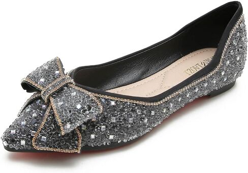 Women's Rhinestone Flat Comfortable Pointed Pearl Diamond Ballet Flats for Wedding Parties Work Dates Fashion Flat Shoes in Saudi Arabia