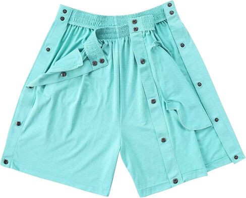 Landofgenie Mens Tear Away Shorts Post Surgery Recovery Pants Adaptive Clothing Both Sides Snap with Pockets for Leg Injures in Saudi Arabia
