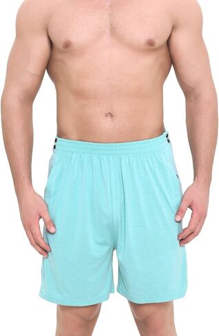 Landofgenie Mens Tear Away Shorts Post Surgery Recovery Pants Adaptive Clothing Both Sides Snap with Pockets for Leg Injures in Saudi Arabia