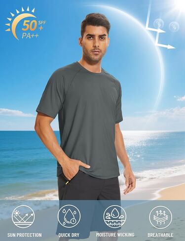 TACVASEN Men's Rashguard Shirts Short Sleeve UPF 50+ Sun Protection SPF T-Shirt Quick Dry Fishing Swim Athletic Tops in Saudi Arabia