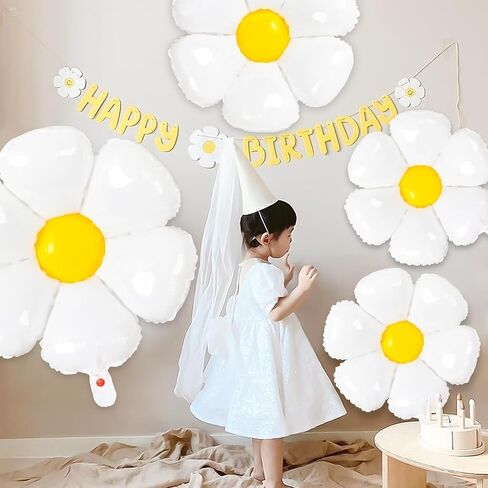 البالونات Daisy- 14pcs البالونات زهرة زهرة من زهرة واحدة أو اثنين من زخارف الحفلات الرائعة الفتيات ديزي تحت عنوان حفلة عيد ميلاد استحمام الطفل زواج بالون أبيض in Kuwait