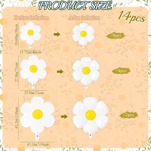 البالونات Daisy- 14pcs البالونات زهرة زهرة من زهرة واحدة أو اثنين من زخارف الحفلات الرائعة الفتيات ديزي تحت عنوان حفلة عيد ميلاد استحمام الطفل زواج بالون أبيض in Kuwait
