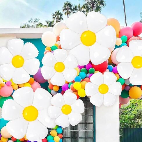 البالونات Daisy- 14pcs البالونات زهرة زهرة من زهرة واحدة أو اثنين من زخارف الحفلات الرائعة الفتيات ديزي تحت عنوان حفلة عيد ميلاد استحمام الطفل زواج بالون أبيض in Kuwait
