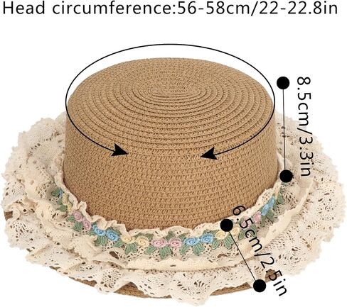 Minache Women Flower Lace Straw Sun Hats Wide Brim Summer Beach Bucket Hats Sun Protective Hat French Lolita Straw Hat in Saudi Arabia
