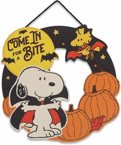الفول السوداني Snoopy يأتي لدغة معلقة ديكور الجدار الخشبي - متعة مصاص دماء علامة سنوبي لزينة الهالوين in Kuwait