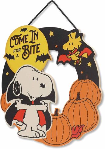 الفول السوداني Snoopy يأتي لدغة معلقة ديكور الجدار الخشبي - متعة مصاص دماء علامة سنوبي لزينة الهالوين in Kuwait