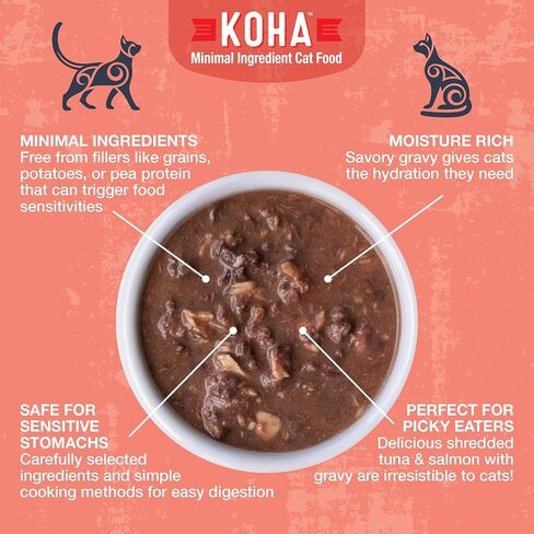 KOHA Poké Bowl Cat Variety Pack, Wet Cat Food in Gravy - 7 Flavors - Tuna Combinations of Salmon, Chicken, Lamb, Duck, Shrimp, and More - 3 oz Pouches, Pack of 12 in Kuwait