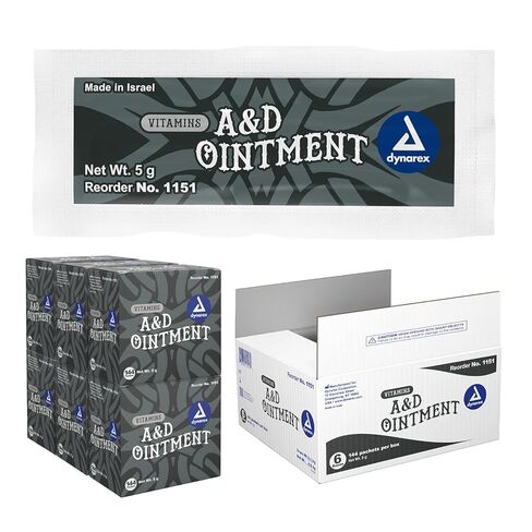 Dynarex Vitamins A&D Ointment Without Lanolin - Vitamin A and D Ointment Protectant for Minor Cuts, Burns, Diaper Rash & Dry Skin - 1 Case - 6 Boxes, 144 Packets/Box - 5g Packets in Saudi Arabia