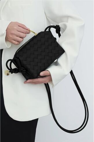 Woven Bag for Women Crossbody Shoulderbag, Small Vegan Leather Purse in Saudi Arabia