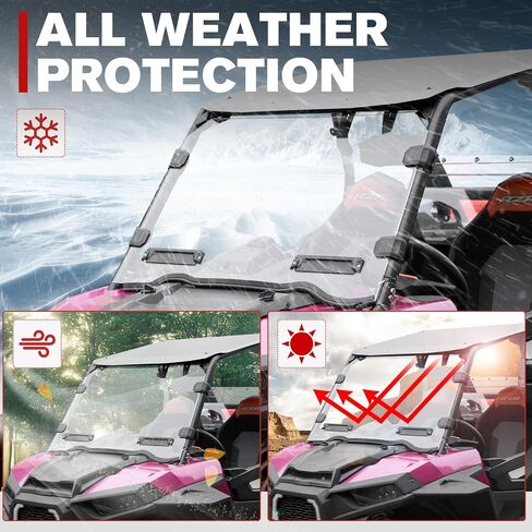 A & UTV Pro Front Full Full Whotershield لعام 2014-2018 Polaris RZR 1000 XP/ 1000/ XP 4 1000/ 2015-2019 RZR 900 ، إكسسوارات شاشة زجاجية صلبة صعبة الصلبة ، بناء بولي كاربونات in Saudi Arabia