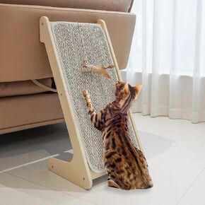 PETKARAY Cat Scratcher, Sisal Cat Scratching Ramp, L Shape Scratch Pad for Indoor Kitty, 27" Wall Furniture Protector with Mouse Toy in Saudi Arabia