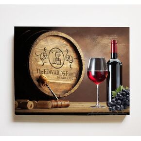 MuralMax Personalized Napa Valley Wine Barrel Canvas Wall Decor - Milestone Gifts For Parents, Grandparents, Newlyweds, Bridal Showers, Office Retirement Parties - Size-30x24 in Saudi Arabia