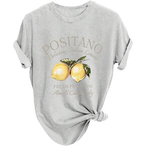 Verdusa Women's Lemon Print Summer Goth Short Sleeve Crop Top Crew Neck Graphic Tee in Kuwait