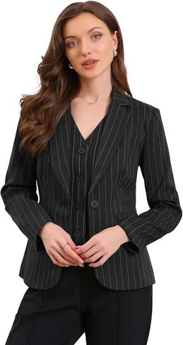 Allegra K Striped Blazer for Women's Notched Lapel One Button Long Sleeve Work Office Suit Jackets in Saudi Arabia