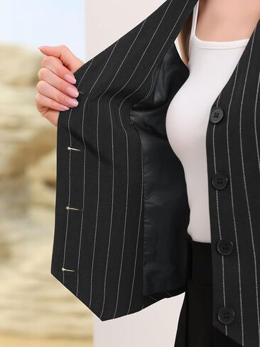 Allegra K Striped Blazer for Women's Notched Lapel One Button Long Sleeve Work Office Suit Jackets in Saudi Arabia