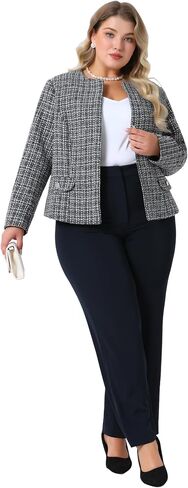 Agnes Orinda Plus Size Tweed Blazer for Women Longlarless Long Sleeve Open Front Work Business Suits Suits Disual 2025 in Saudi Arabia