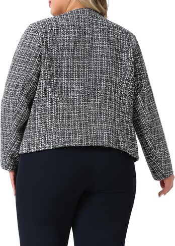 Agnes Orinda Plus Size Tweed Blazer for Women Longlarless Long Sleeve Open Front Work Business Suits Suits Disual 2025 in Saudi Arabia