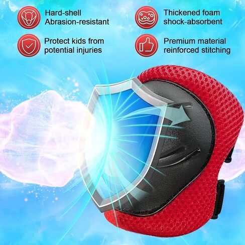 Knee Pads for Kids， Knee Pads and Elbow Pads Set Toddler 3-10 Years Protective Gear Set for Girls Boys with Wrist Guards for Skating Cycling Bike Rollerblading Scooter in Kuwait