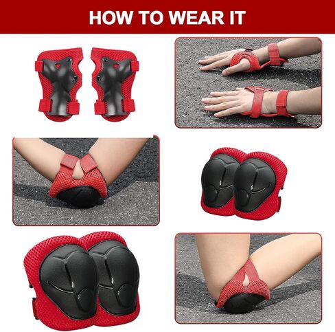 Knee Pads for Kids， Knee Pads and Elbow Pads Set Toddler 3-10 Years Protective Gear Set for Girls Boys with Wrist Guards for Skating Cycling Bike Rollerblading Scooter in Kuwait