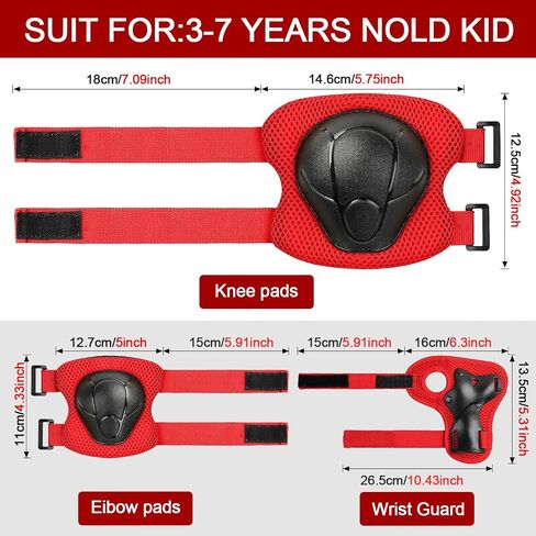 Knee Pads for Kids， Knee Pads and Elbow Pads Set Toddler 3-10 Years Protective Gear Set for Girls Boys with Wrist Guards for Skating Cycling Bike Rollerblading Scooter in Kuwait