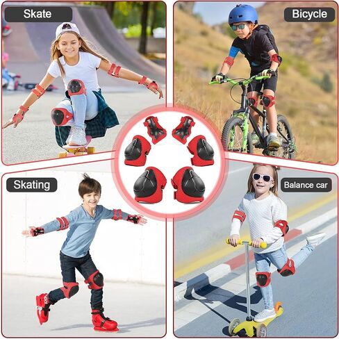 Knee Pads for Kids， Knee Pads and Elbow Pads Set Toddler 3-10 Years Protective Gear Set for Girls Boys with Wrist Guards for Skating Cycling Bike Rollerblading Scooter in Kuwait