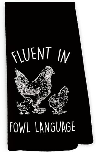 مضحك الدجاج طبق المطبخ المناشف 16x24 بوصة، هدايا الدجاج مجنون لأم الدجاج محبي الدجاج، يجيد لغة الطيور الزخرفية مناشف اليد مناشف الشاي لمنزل المزرعة in Kuwait
