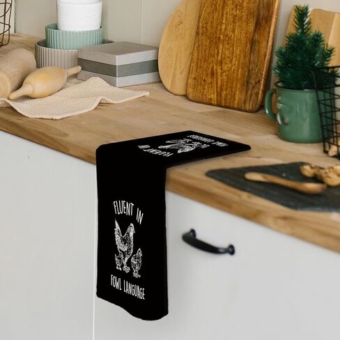 مضحك الدجاج طبق المطبخ المناشف 16x24 بوصة، هدايا الدجاج مجنون لأم الدجاج محبي الدجاج، يجيد لغة الطيور الزخرفية مناشف اليد مناشف الشاي لمنزل المزرعة in Kuwait