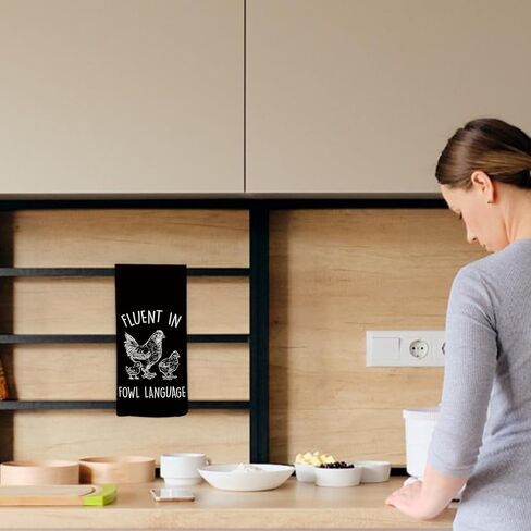 مضحك الدجاج طبق المطبخ المناشف 16x24 بوصة، هدايا الدجاج مجنون لأم الدجاج محبي الدجاج، يجيد لغة الطيور الزخرفية مناشف اليد مناشف الشاي لمنزل المزرعة in Kuwait