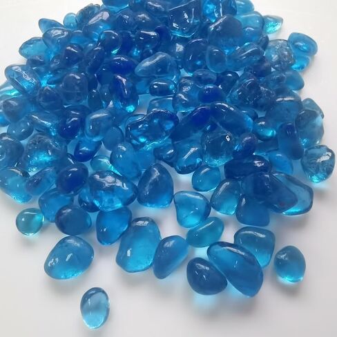 KIJOU Blue Sea Glass Stones - 2lb Polished Pebbles (1/4–3/8 Inch) for Crafts, Aquarium Gravel, Ocean-Themed Decor and Vases in Kuwait