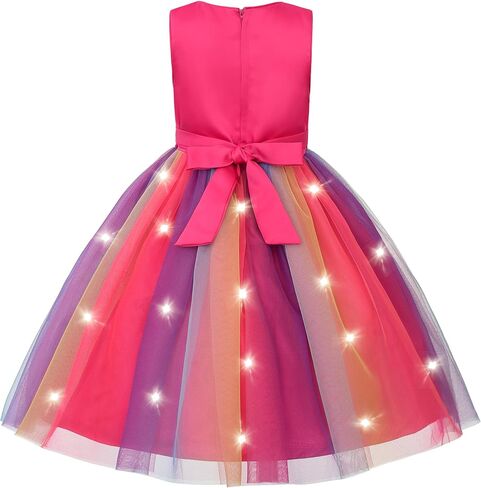 JerrisAppareel Girls Light up Dress Rainbow Sleeveless Dresses Birthday Party Pageant in Saudi Arabia